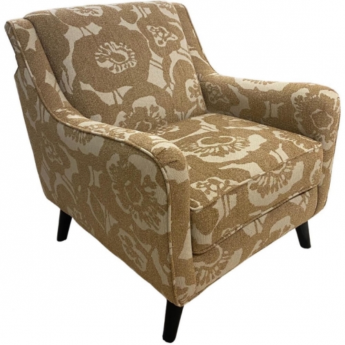 Accent Chair in Stylized Copper Floral Print Fabric